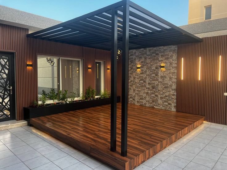 تركيب مظلات جلسات حديد مودرن