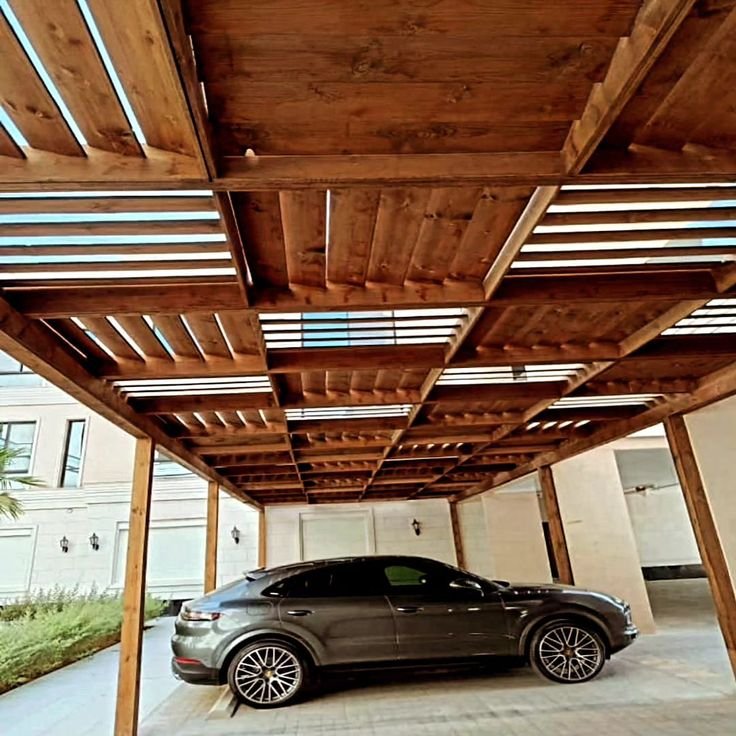 مظلات سيارات خشبية