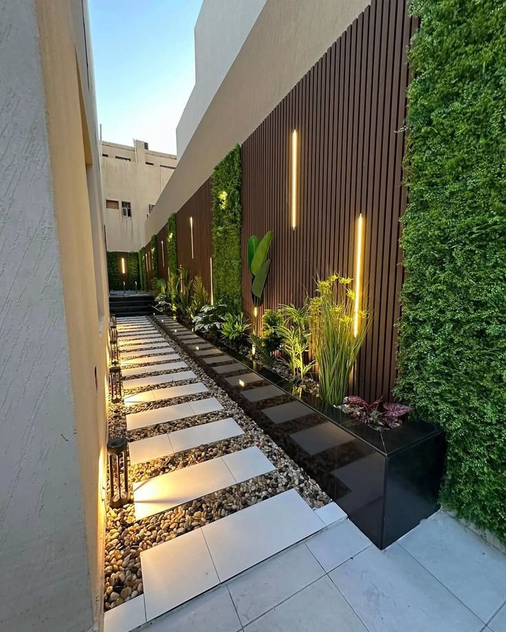 تنسيق مداخل فلل خشبية المدينة