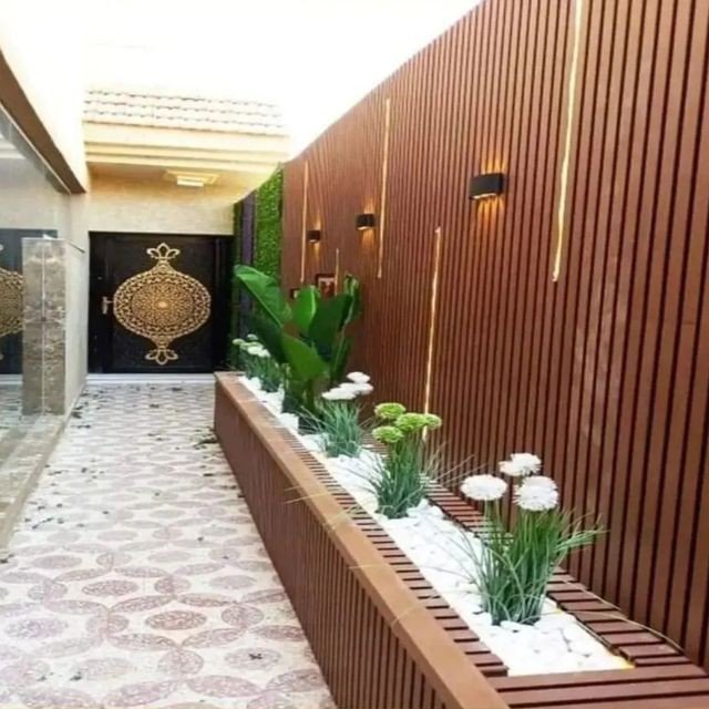 تنسيق مداخل فلل خشبية المدينة